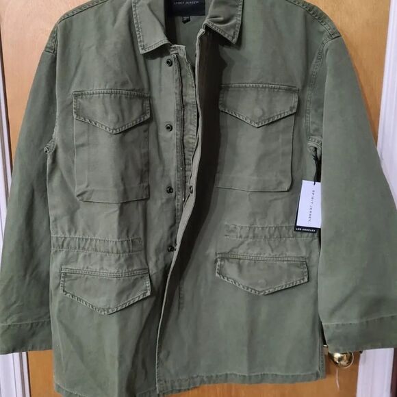 NWT SPIRIT JERSEY “Almost Angels” green canvas jacket 🔥 unisex 🔥 oversized - Picture 6 of 14